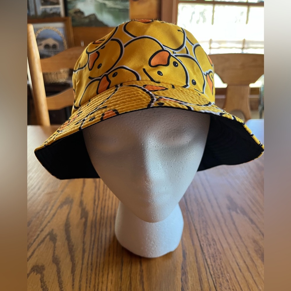 Reversible Yellow Duck Pattern  Bucket Hat